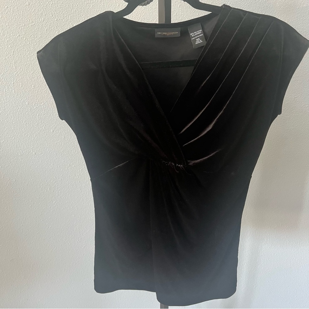 New York & Company Black Velvet Blouse